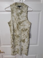 Forever 21 Tie Dye Ribbed Mock Neck Body Con Mini Dress Sleeveless M NWT