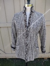 Lafayette 148 New York Brown White Tweed Boucle Jacket Blazer Sz 6 Career