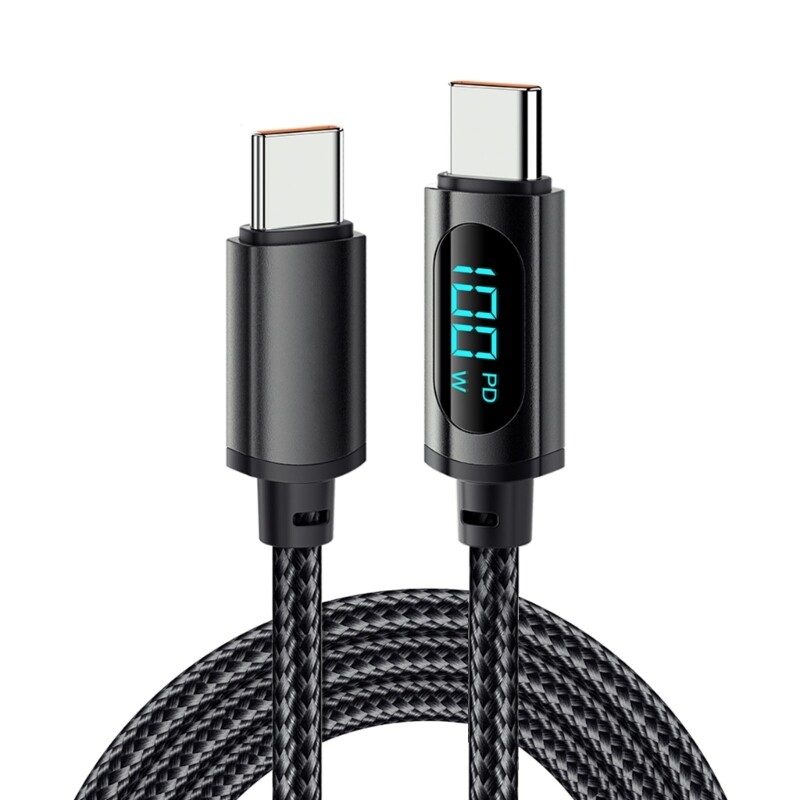 Portable USB C to USB C Cable 5A PD- 100W LED Display Cable Super Fast Charging