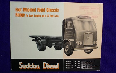 SEDDON DIESEL CHASSIS 4 WHEEL TRUCK LORRY BROCHURE TECHNICAL SPECIFICATIONS 1963