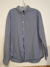 Calvin Klein Dress Shirt Men  s L BLUE PLAID button Down Work