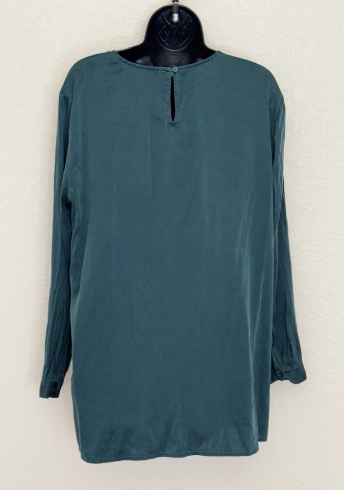 Eileen Fisher Womens Large Silk Top Long Sleeve Stretch Tunic Timeless Holiday - Image 4 of 4