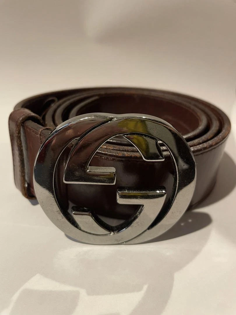 GUCCI Ceinture Cuir à Enclenchement Marron Accessoire Mode Homme
