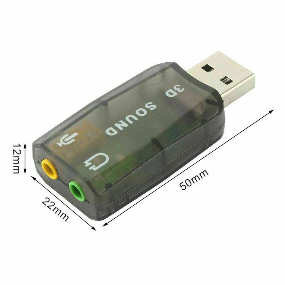 5.1USB to 3.5mm mic headphone Jack Stereo Headset 3D Sound Card Audio Adapter PC - Image 2 of 4