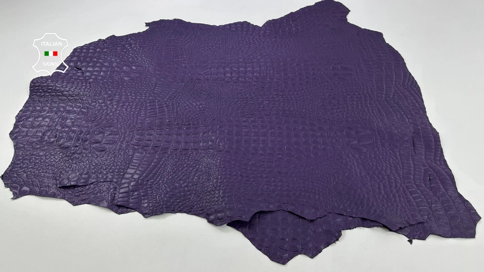 PURPLE CROCODILE ALLIGATOR EMBOSSED ON Lamb leather 2 skins 12+sqf 0.7mm #C3284 - Image 2 of 4