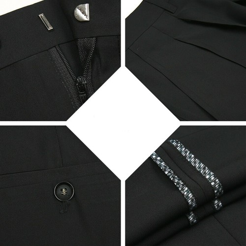 Mens Formal Dress Pants Business Suit Straight Leg Trousers Pleated Front Office - Picture 6 of 19