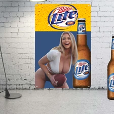 Rare Miller Lite Sexy Girl Metal Sign for Man Cave Cafe Bar Decor Beer Signs