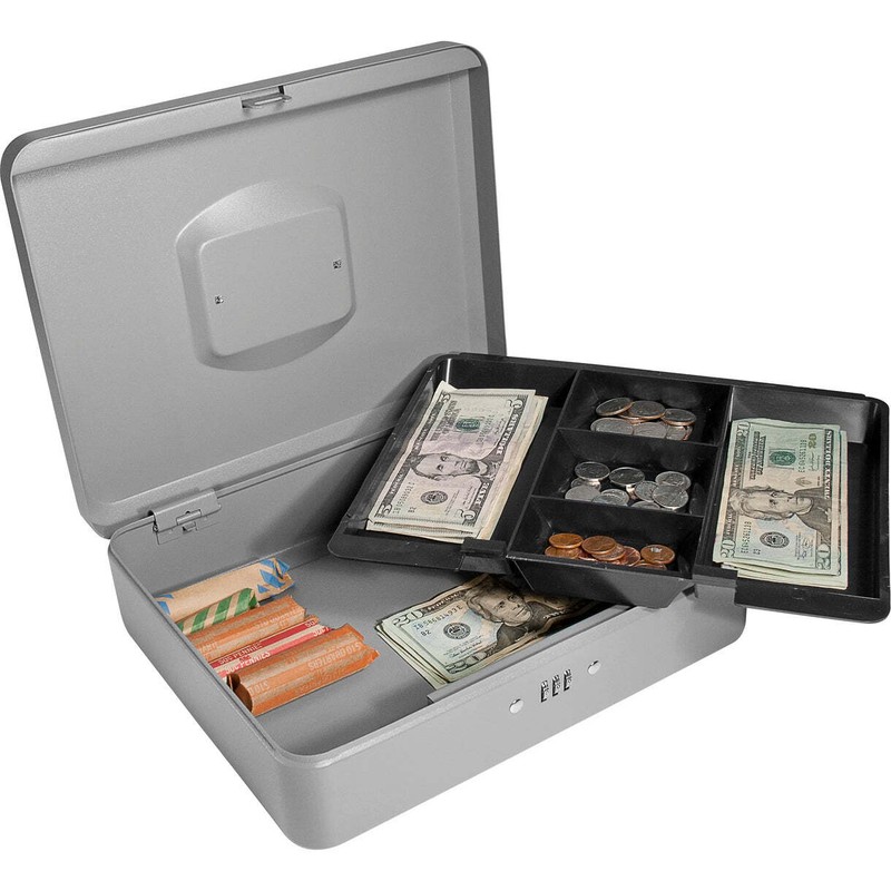 BARSKA CB11788 Grey 12 inch wide Safe Steel Cabinet Cash Combination Lock Box