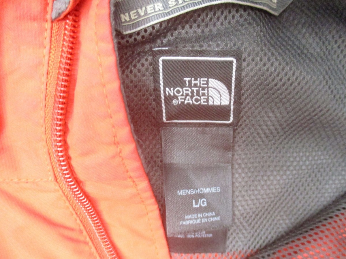 The North Face Size L Mens Red Full Zip Stand Collar Hood Pocket