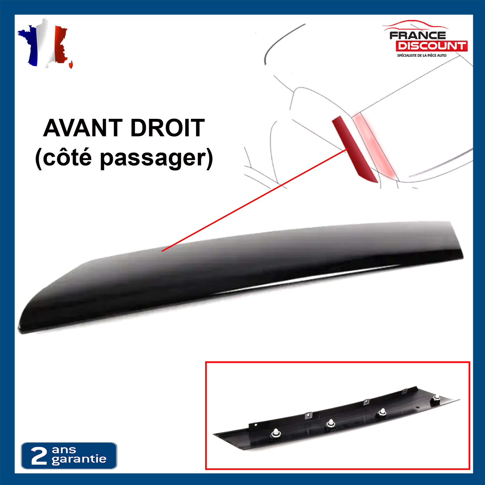 Baguette de pare-brise avant droit pour Mini R55 R56 R57 en ABS noir pièce 51137146098