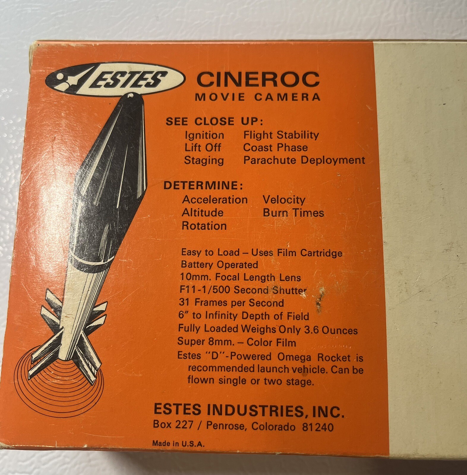 VINTAGE SEALED ESTES CINEROC FLYING MODEL ROCKET MOVIE CAMERA IN