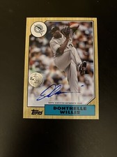 2022 TOPPS SERIES 1 DONTRELLE WILLIS 1987 35TH ON-CARD AUTO SP FLORIDA MARLINS