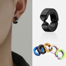 Colorful Non Piercing Magnet Earrings Stainless Steel Charm Hoop Earrings Set