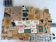HUGE Lot 152 Mounted Wooden Stamps 78 Foam Stamps Ink Pads Holiday Birthday MORE