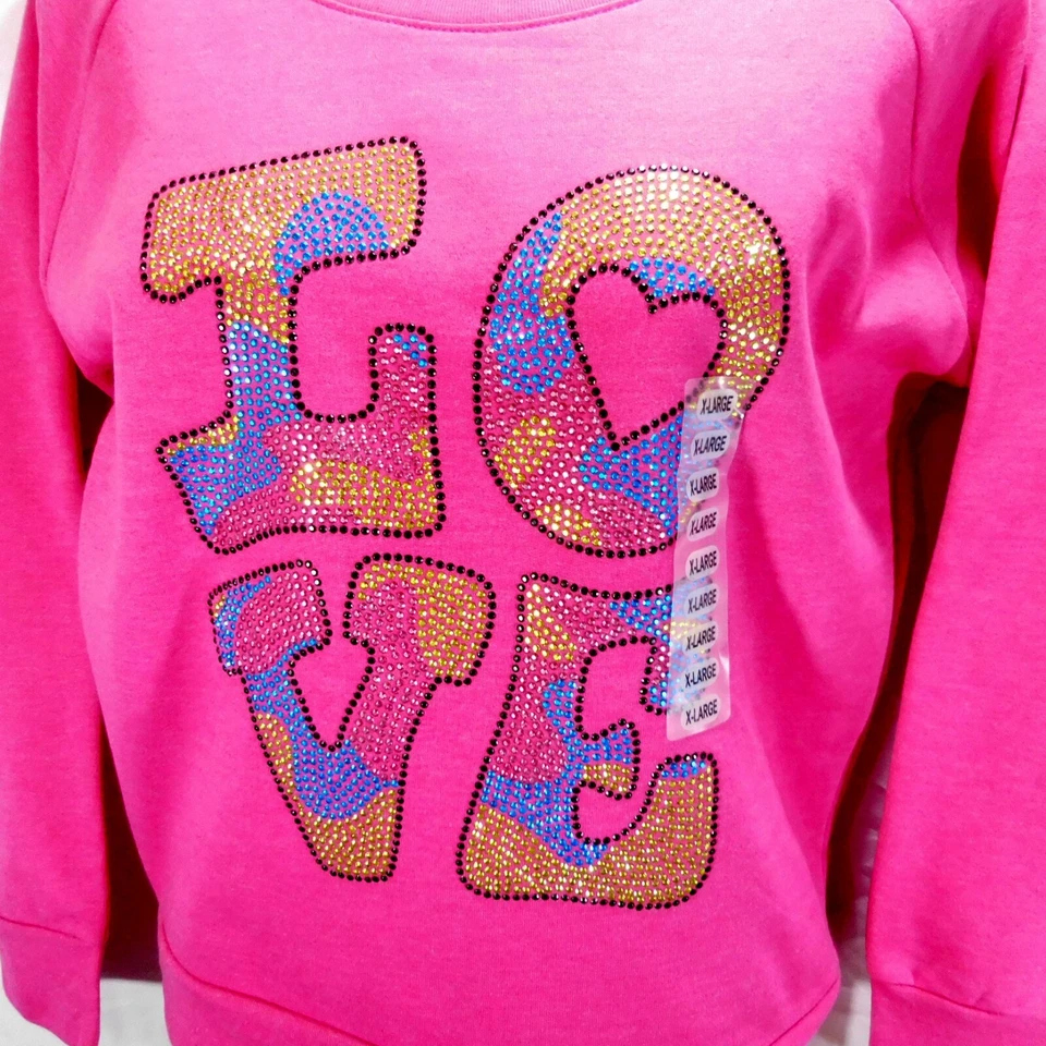 Top Signorelli Niñas Manga Larga Rosa Cuentas LOVE Talla XL 14 Cuello Corto - Cintura Foto 3 de 4