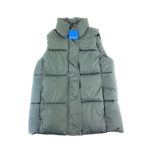 Vtg Columbia M Silver Gray/Down Puffer Coat Womens Y2K Full Zip