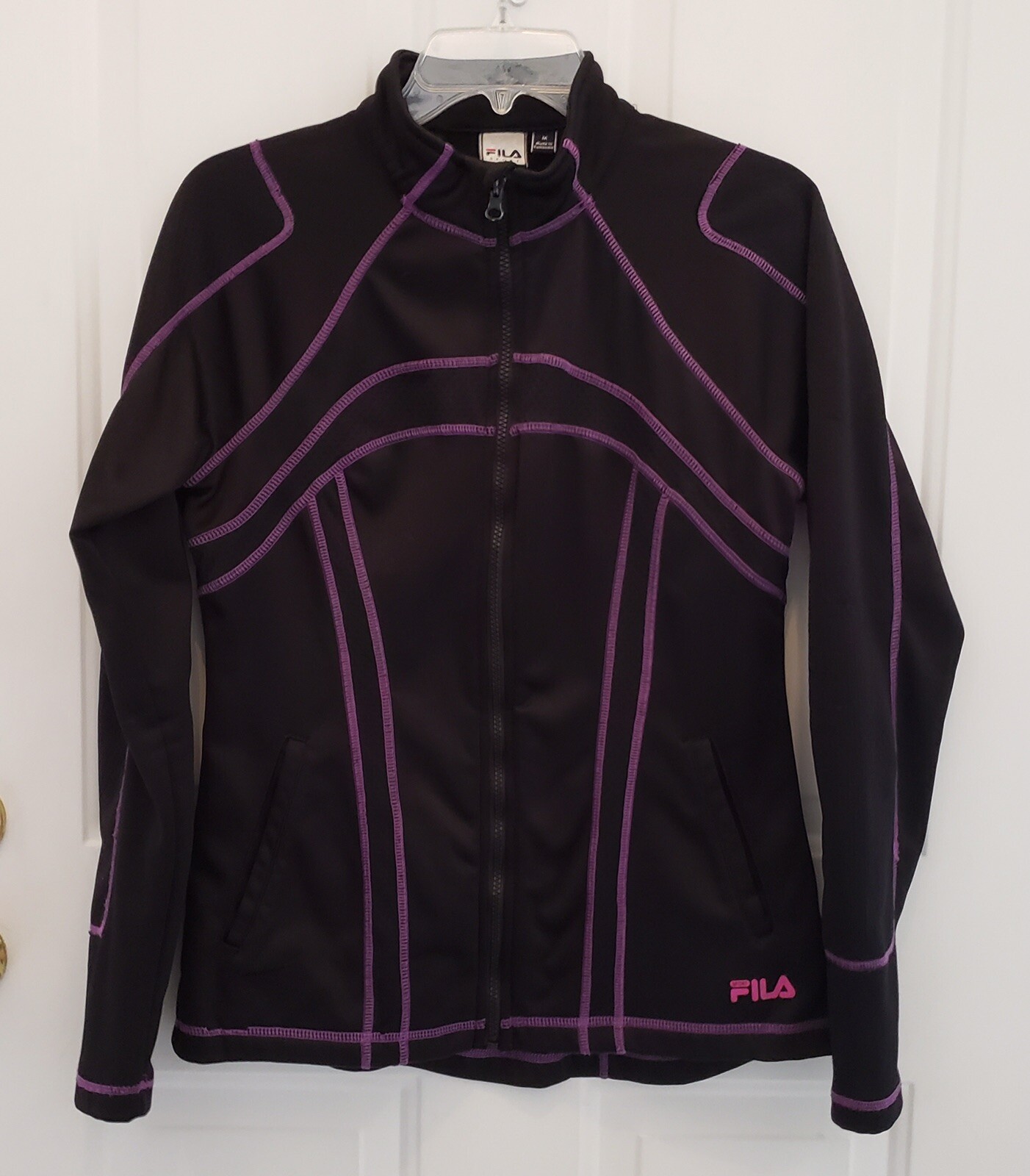 Giacca FILA Sport Performance full zip tempo libero nero viola donna taglia M