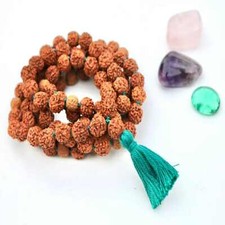 8mm Natural brown round Rudraksha beads 108 knot bracelet Men's mala