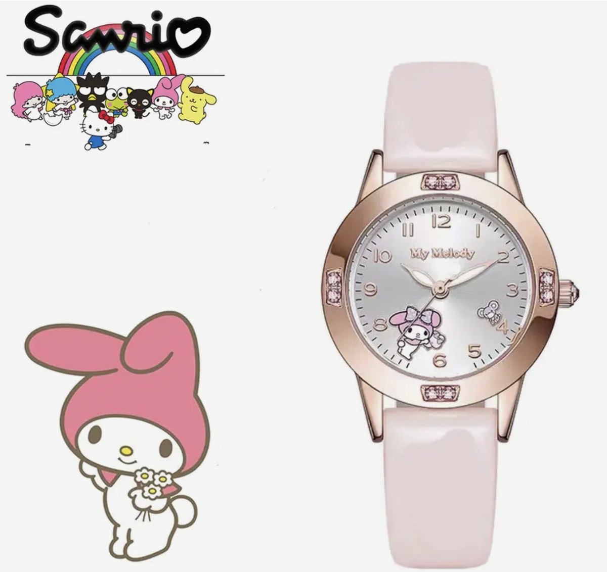 Girls Ladies Hello Kitty MY MELODY Gold-tone Analog WATCH Pink