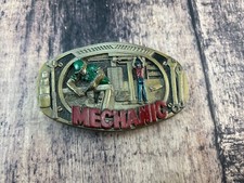 Vintage C  J 1436 Inc. 1987 Auto Mechanic Pewter Belt Buckle - Made in The USA