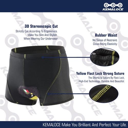 KEMALOCE Ciclismo Intimo Uomo 5D Gel Pad Antiurto S M L XL 2XL Pantaloncini Ciclismo - Foto 18 di 41