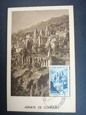 FRANCE CARTE POSTALE YVERT 805 ABBAYE DE CONQUES 18F AVEYRON 1948