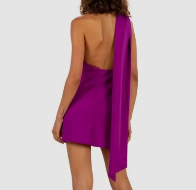 MISHA COLLECTION Lillin Halter Neck Cocktail Dress in Violet at Nordstrom, Size 10