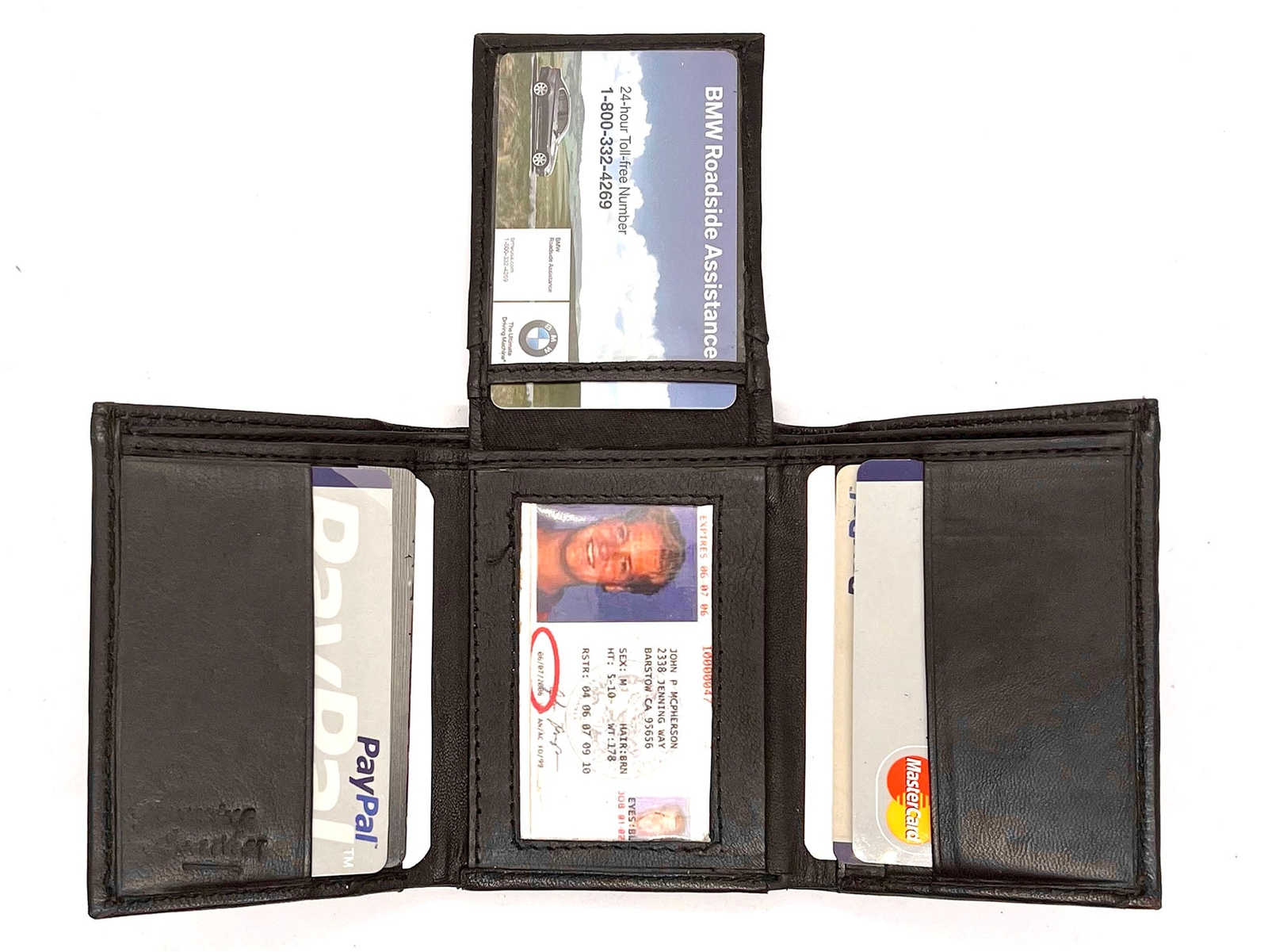 Genuine Leather Men’s Trifold Wallet with Credit Card Holder and ID Window Flap