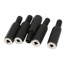 5 Pcs Black Stereo 3.5mm 1/8" Female Jack to Plastic Head Audio Adapter Couplers