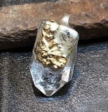 Bergkristall Anhänger 925 Silber 750 Gold Edelweiß Tracht Kristallanhänger Weiß