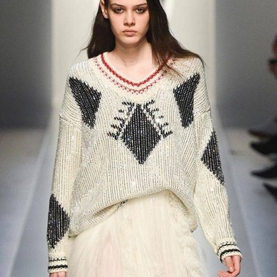 Ermanno Scervino yarn crystal white/black pullover jumper wool Size 36 Us 4 Uk 8