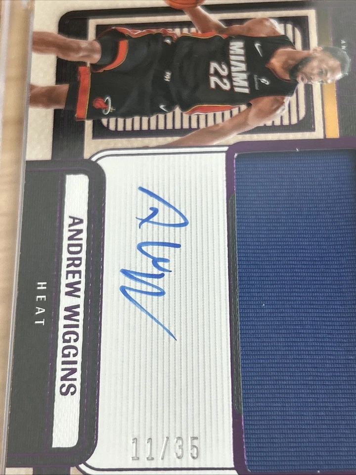 Футболка с автографами Эндрю Уиггинса 2024–25 Panini One & One Jumbo фиолетовая /35 Heat - Изображение 2 из 3