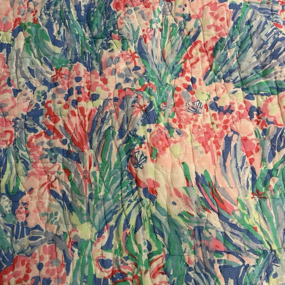 POTTERY BARN Lilly Pulitzer PANTALONES DE MAR VENTILADOR Edredón Completo/Queen 108x92 Foto 3 de 4