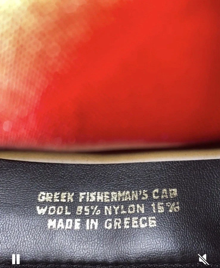 Sombrero de Pescador Griego Hecho en GRECIA Marinero con Forro Rojo Satinado Talla 8DE COLECCIÓN RARO Foto 4 de 4