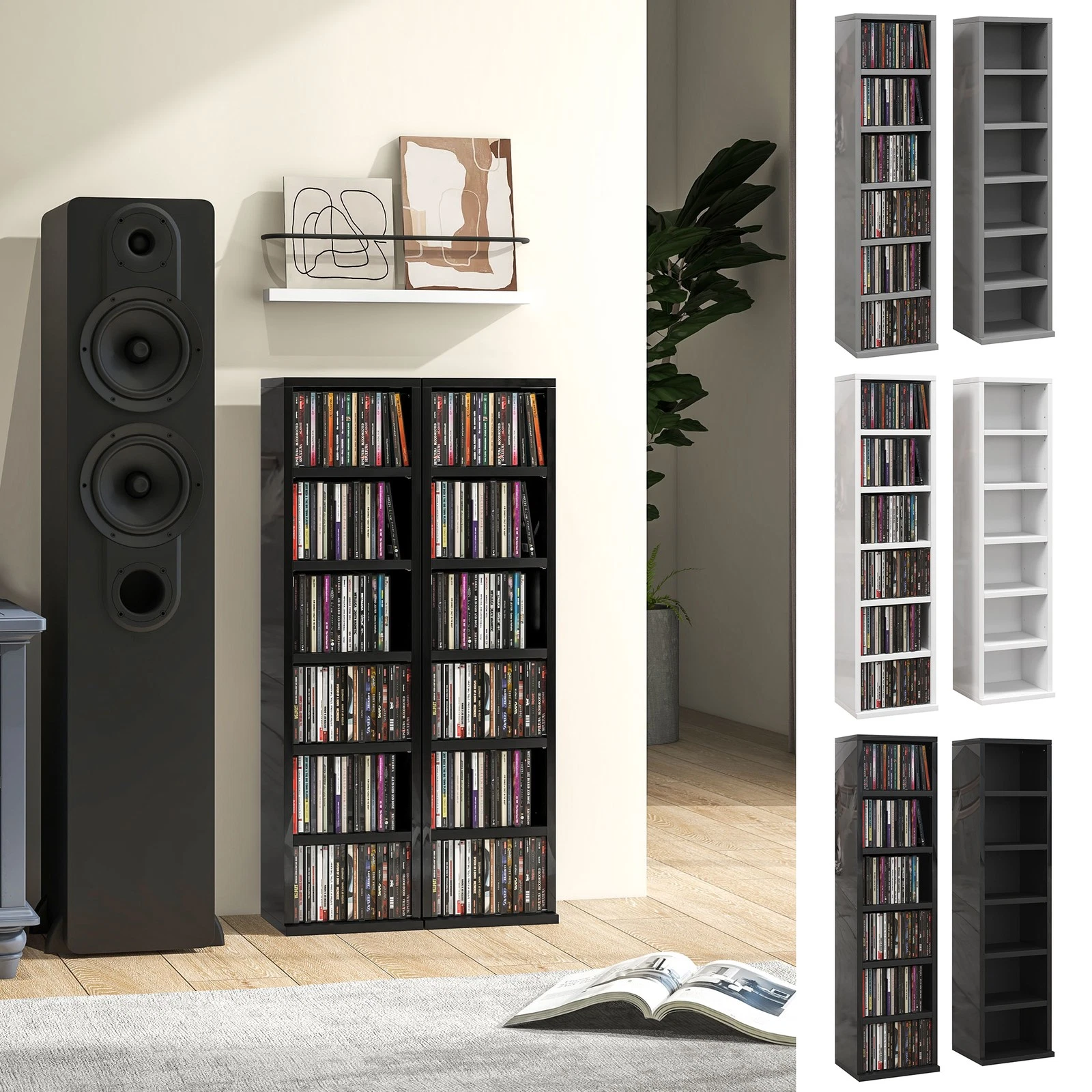 Set of 2 CD Media Display Shelf Unit Tower Rack w/ Shelves