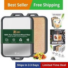 Titanium Cutting Board for Kitchen, Double Sided Pure Titanium and Wood Fiber...