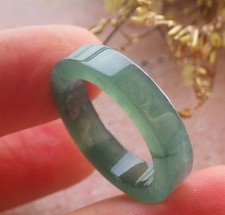Video Certified Green Natural A JADE Jadeite Rectangle RING USA. 7    713716 AS