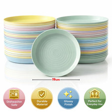 Plastic Plates 19cm Reusable Dinner Plates Lightweight Picnic Camping BBQ Party
