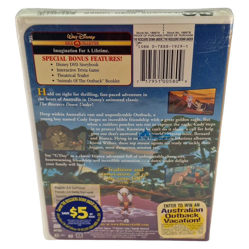 The Rescuers down Under Walt Disney Gold Classic Collection Region 1 VF - Image 2 of 4