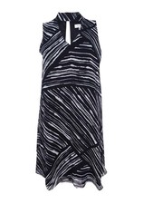Calvin Klein Women's Printed Choker Shift Dress (6, Black/White)