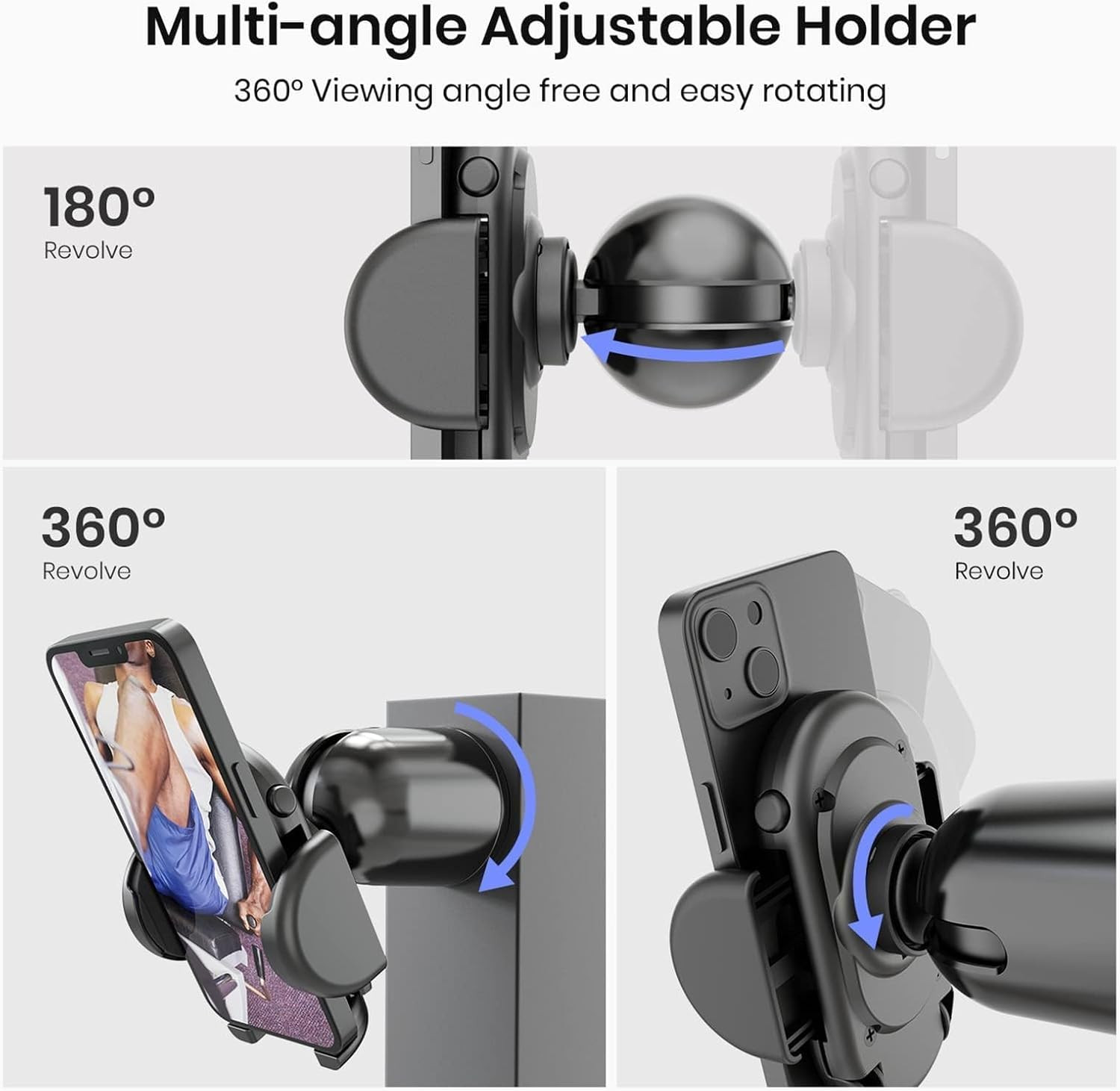 Miikare Gym Phone Holder - Magnetic, 360 Rotating, Home & Gym Essentials for All thumbnail 7