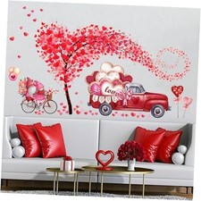 2Pcs Valentine's Day Wall Decals Hearts Tree Red Valentines Wall Stickers-2