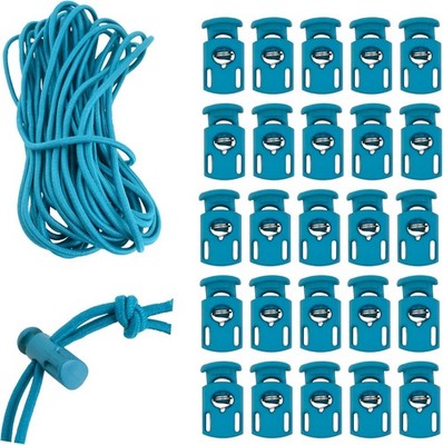 Mandala Crafts Teal Shock Cord & Plastic Cord Locks for Elastic Drawstring Clips