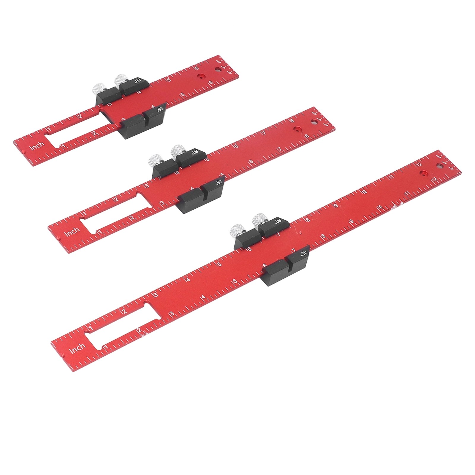 3Pcs Woodworking Ruler Set Accurate Metal Slide T Type Square Scribing Marking