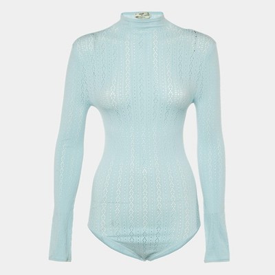 Fendi Body blau Jersey Mesh Langarm M