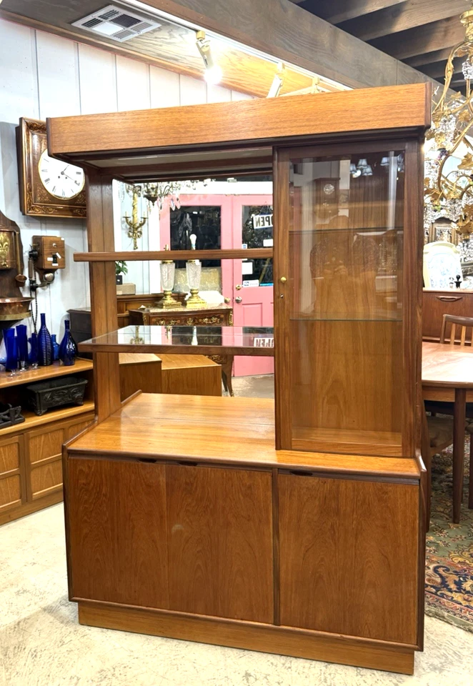 Mid Century Modern Teak Display Cabinet / Buffet / Sideboard W Light - Image 3 of 4