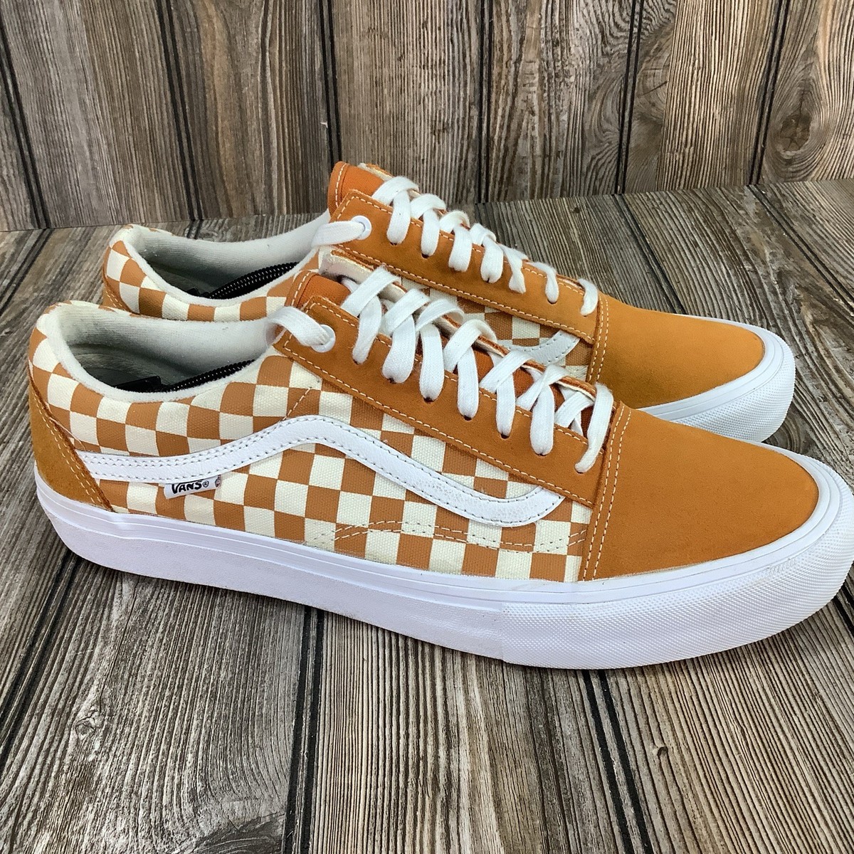 Vans UltraCush Pro Mens Checkered Orange Suede Low Top Skate
