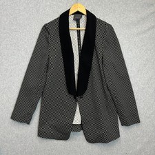 The Limited Sz 12 Blazer Black Gold Metallic Dot Shawl Collar One Button Office