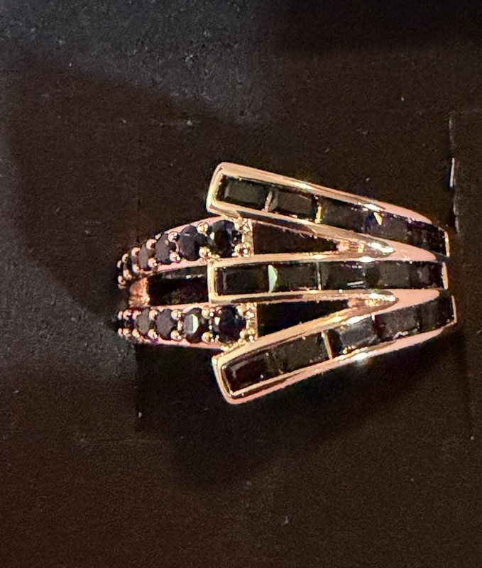 Bomb Party Ring Size 10 Black Onyx CZ Rose Gold Plating “Woven From Longing”