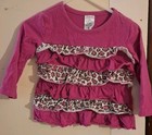 Swiggies Girls Pink Leopard Print Cotton Ruffle Long Sleeve Crew Neck Top 12M — photo 1